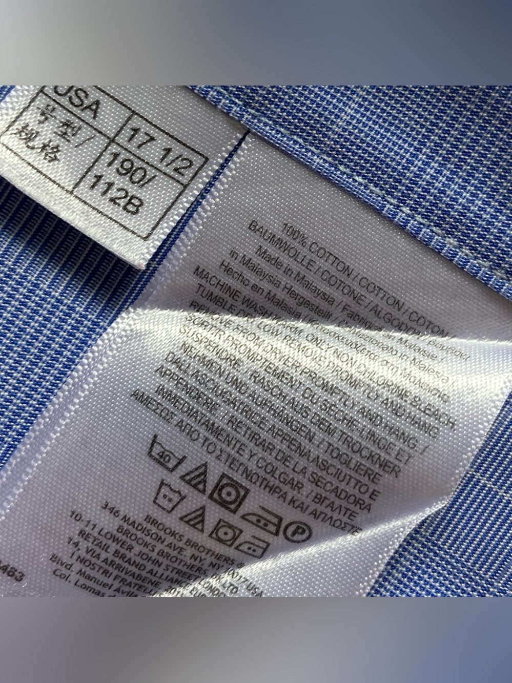 Brooks Brothers 100% Cotton Light Blue Windowpane Long Sleeve Dress Shirt - Picture 8 of 11